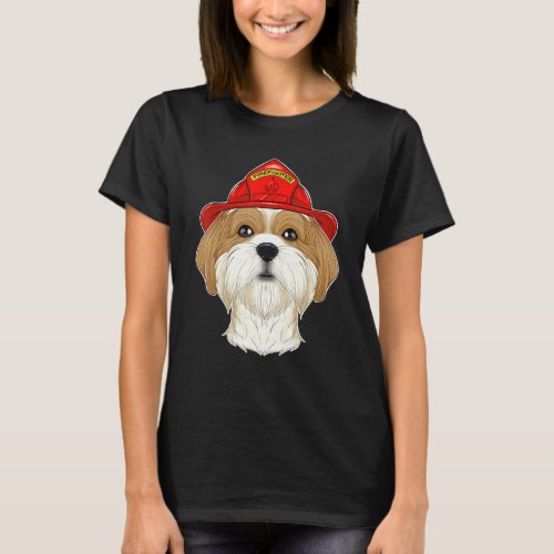 Canine Handler I Fireman Dog I Firefighter Shih Tz T_Shirt