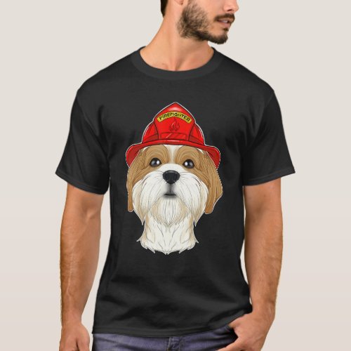 Canine Handler I Fireman Dog I Firefighter Shih Tz T_Shirt