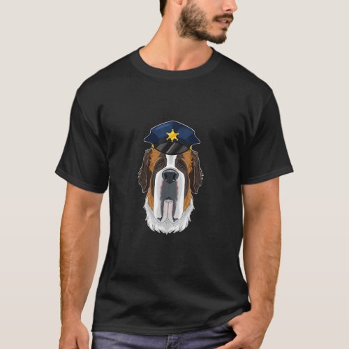Canine Handler I Police Dog I Police Saint Bernard T_Shirt