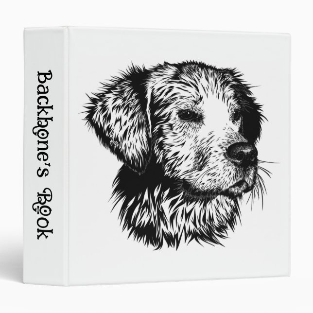 Canine Head Sketch  3 Ring Binder (Front/Spine)