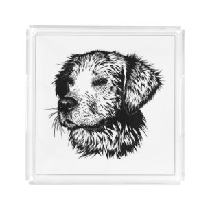 Canine Head Sketch  Acrylic Tray
