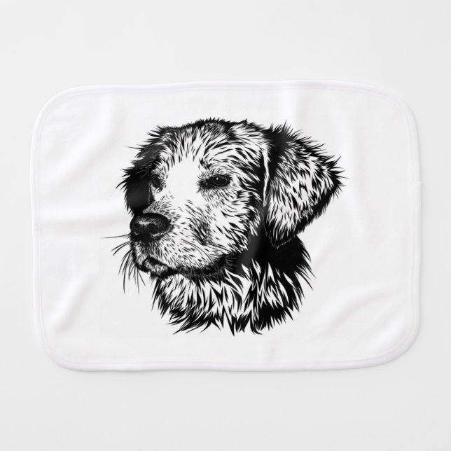 Canine Head Sketch  Baby Burp Cloth (Front Horizontal)