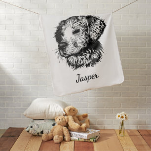 Canine Head Sketch Baby Name Blanket