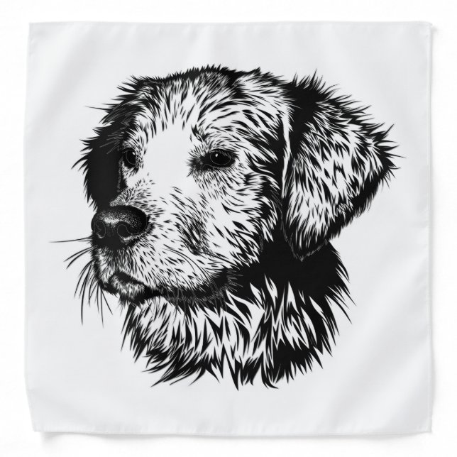 Canine Head Sketch  Bandana (Front)