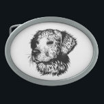 Canine Head Sketch  Belt Buckle<br><div class="desc">A young dog sketched in black - head portrait</div>