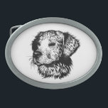 Canine Head Sketch  Belt Buckle<br><div class="desc">A young dog sketched in black - head portrait</div>