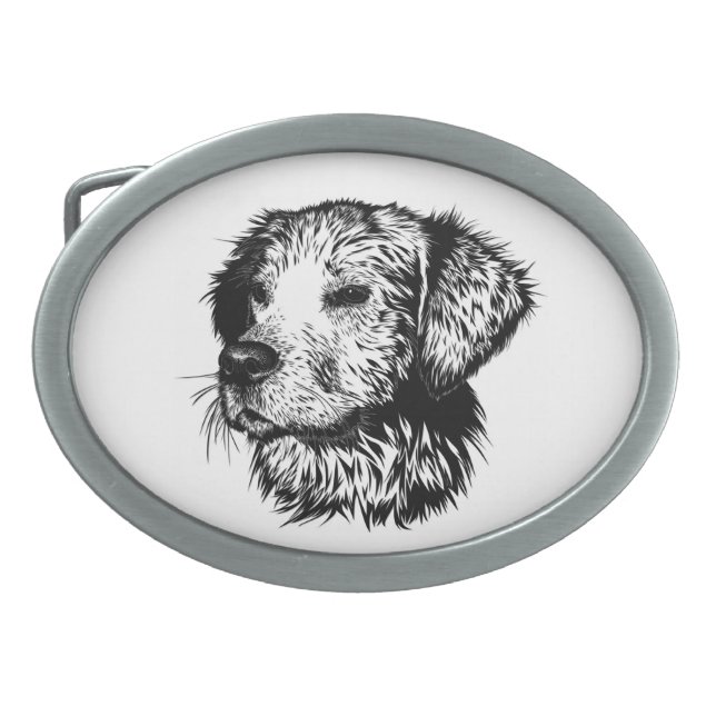Canine Head Sketch  Belt Buckle (Front)