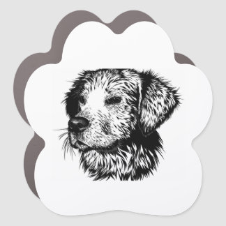 Canine Head Sketch Car Magnet
