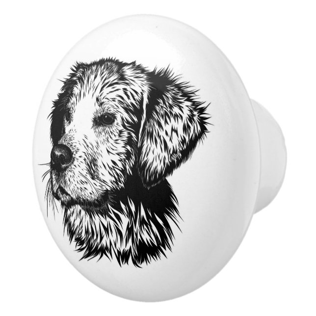 Canine Head Sketch  Ceramic Knob (Right)