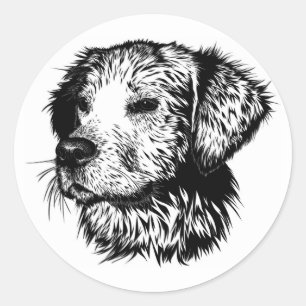 Canine Head Sketch Classic Round Sticker