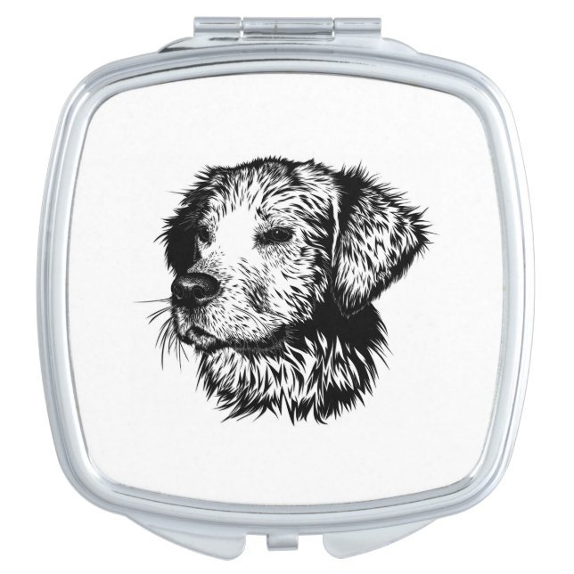 Canine Head Sketch  Compact Mirror (Front)