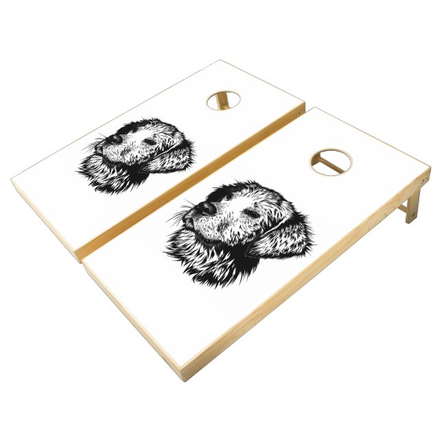 Canine Head Sketch  Cornhole Set (Angled)