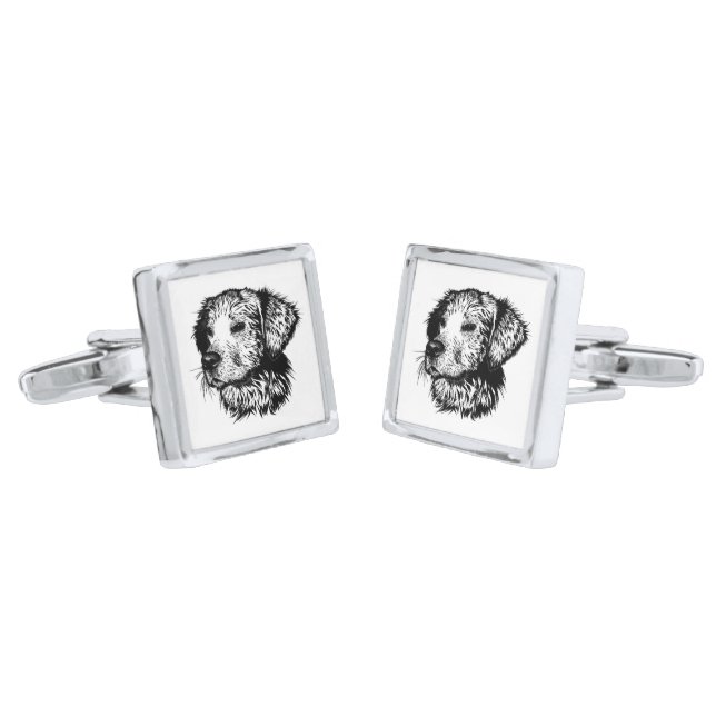 Canine Head Sketch  Cufflinks (Angled)