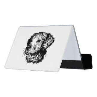 Canine Head Sketch Desk Business Card Holder