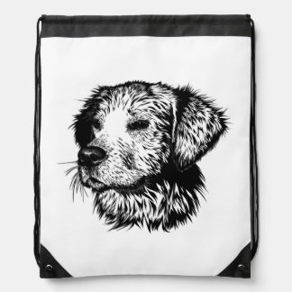 Canine Head Sketch  Drawstring Bag