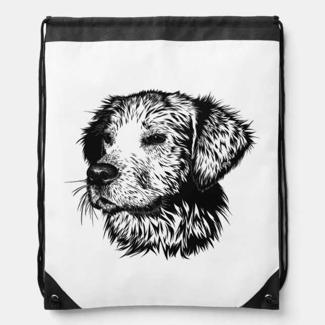 Canine Head Sketch  Drawstring Bag (Front)