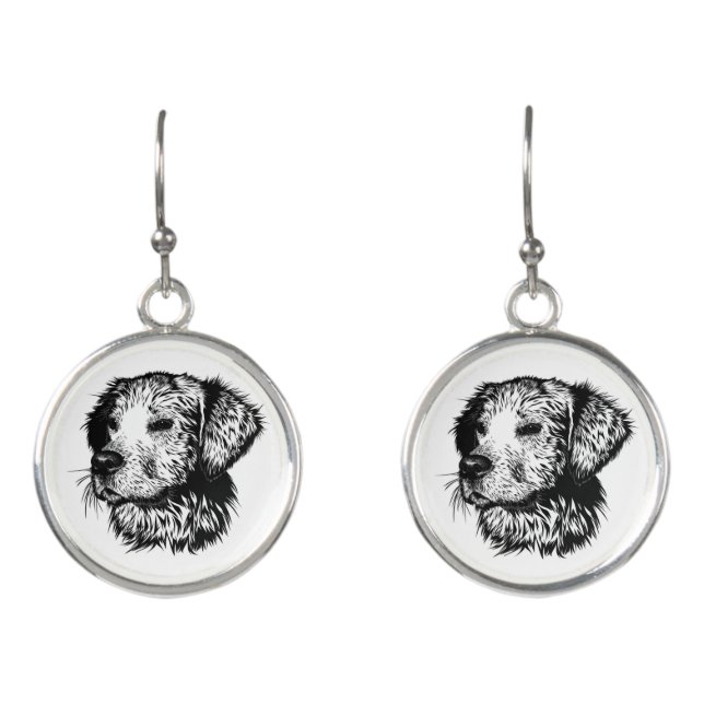 Canine Head Sketch  Earrings (Front)