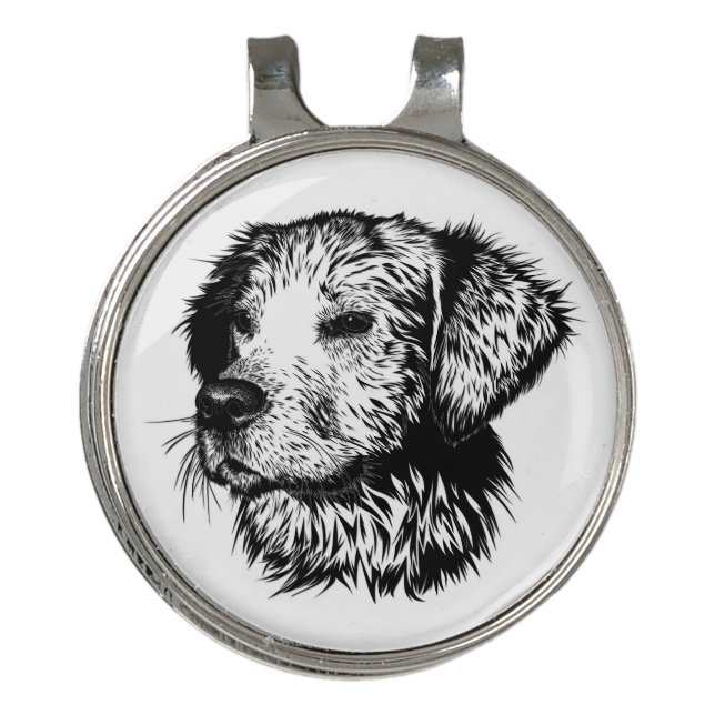 Canine Head Sketch  Golf Hat Clip (Front)