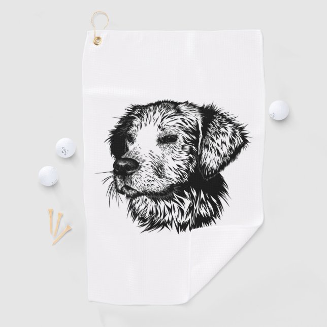 Canine Head Sketch  Golf Towel (InSitu)