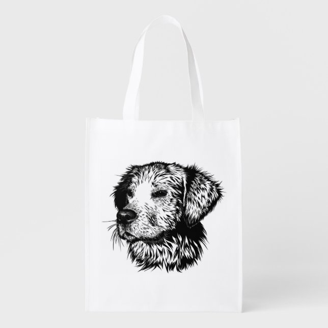 Canine Head Sketch  Grocery Bag (Front)