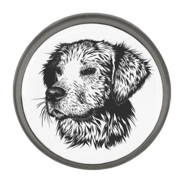 Canine Head Sketch  Gunmetal Finish Lapel Pin (Front)