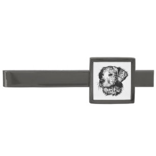 Canine Head Sketch Gunmetal Finish Tie Bar