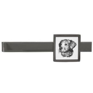 Canine Head Sketch Gunmetal Finish Tie Bar