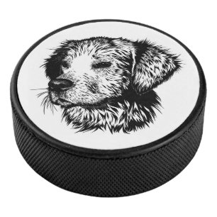 Canine Head Sketch  Hockey Puck