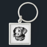 Canine Head Sketch  Keychain<br><div class="desc">A young dog sketched in black - head portrait</div>