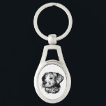 Canine Head Sketch  Keychain<br><div class="desc">A young dog sketched in black - head portrait</div>