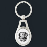 Canine Head Sketch  Keychain<br><div class="desc">A young dog sketched in black - head portrait</div>