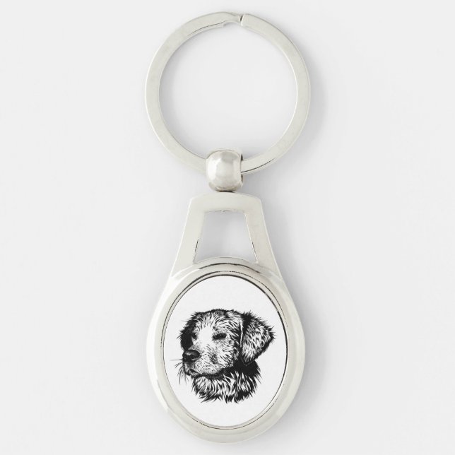 Canine Head Sketch  Keychain (Front)