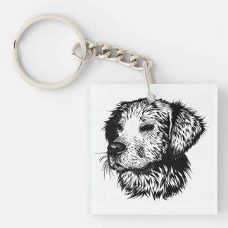 Canine Head Sketch Keychain