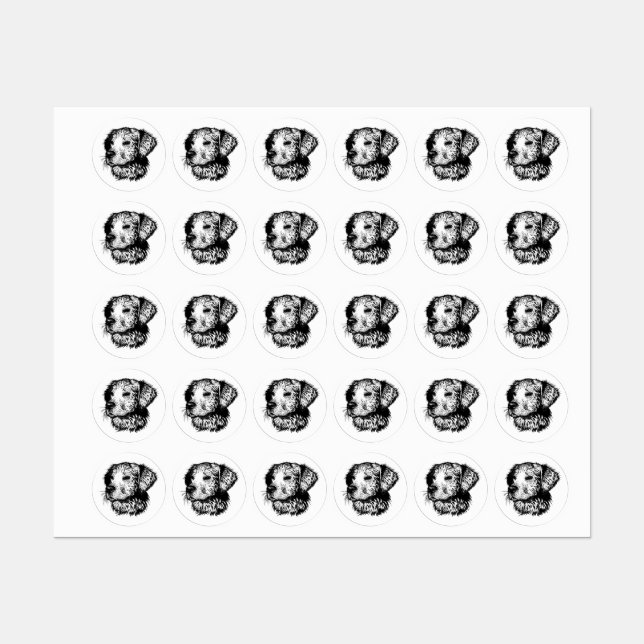 Canine Head Sketch  Labels (Sheet)