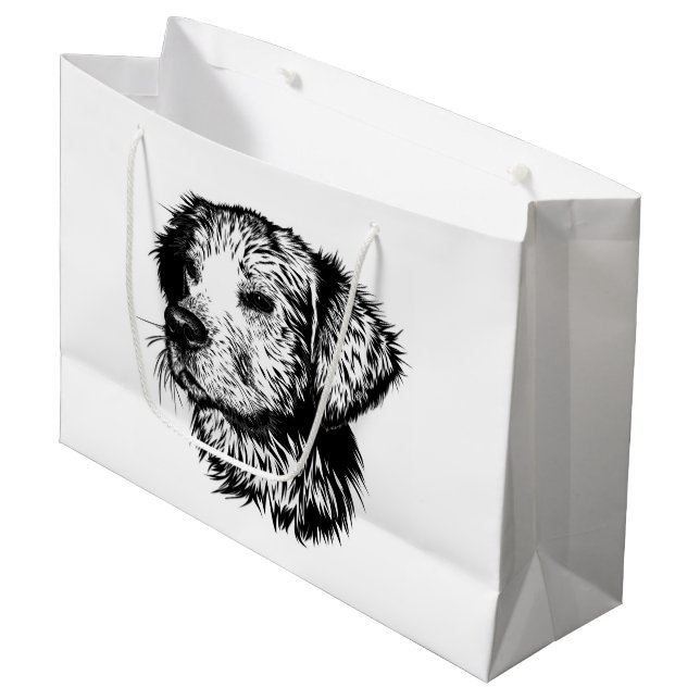 Canine Head Sketch  Large Gift Bag (Front Angled)