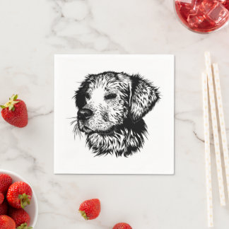Canine Head Sketch  Napkins