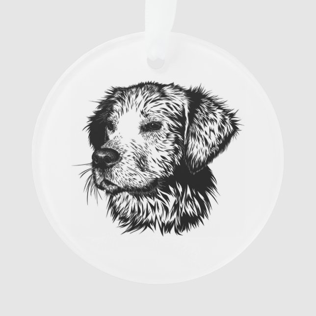 Canine Head Sketch  Ornament (Front)