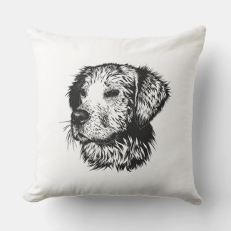 Canine Head Sketch  Outdoor Pillow