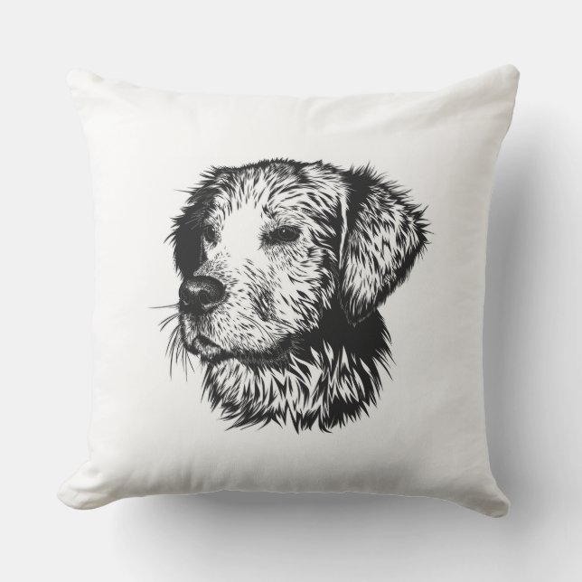 Canine Head Sketch  Outdoor Pillow (Front)