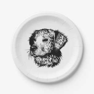 Canine Head Sketch  Paper Plates