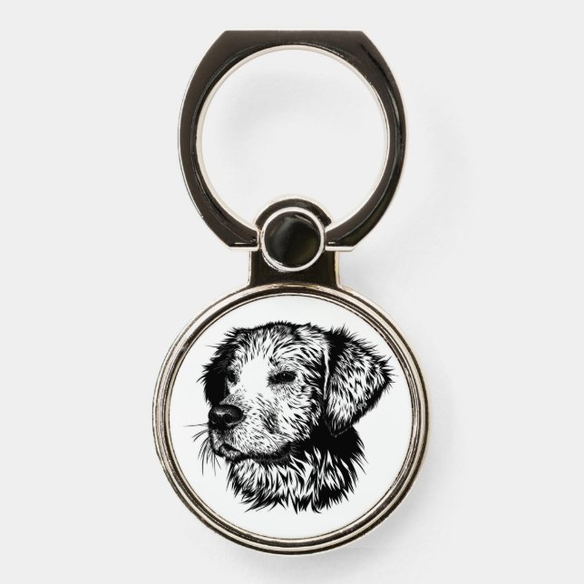Canine Head Sketch  Phone Ring Stand (Front)