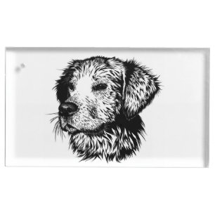 Canine Head Sketch Place Card Holder