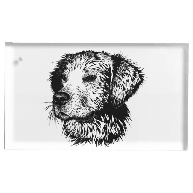 Canine Head Sketch  Place Card Holder (Front)