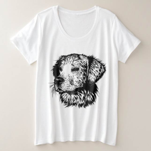 Canine Head Sketch  Plus Size T-Shirt (Design Front)
