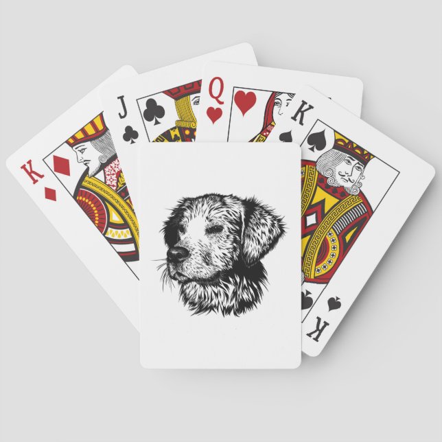 Canine Head Sketch  Poker Cards (Back)