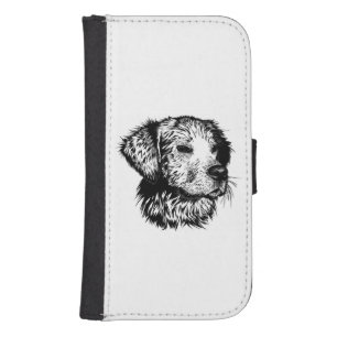 Canine Head Sketch Galaxy S4 Wallet Case