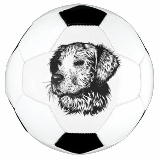 Canine Head Sketch Soccer Ball
