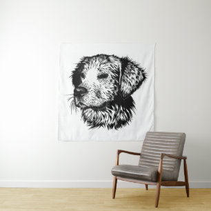 Canine Head Sketch Tapestry