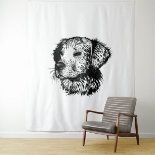 Canine Head Sketch Tapestry