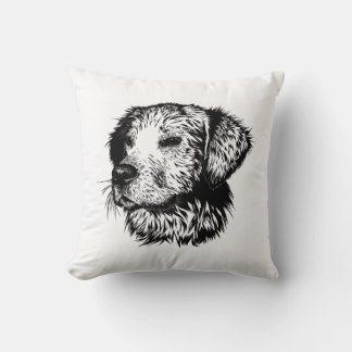 Canine Head Sketch Throw Pillow